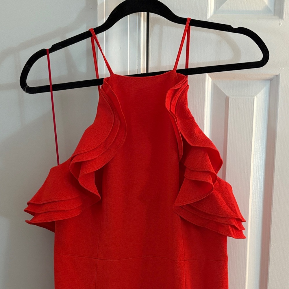 Chic Red Ruffled Maxi Dress - Picture 2 of 7